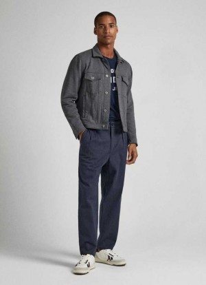 Pantalones Pepe Jeans Herringbone Chino Trousers Hombre Azules | 394OJBYIA