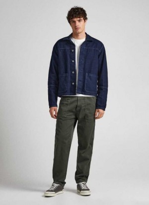 Pantalones Pepe Jeans Nils Loose Fit Chino Trousers Hombre Verde Oliva Verde | 947QANWDO