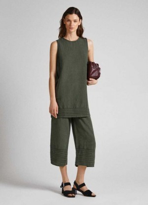 Pantalones Pepe Jeans Openwork Palazzo Trousers Mujer Verde Oliva Verde | 278GOPLTV