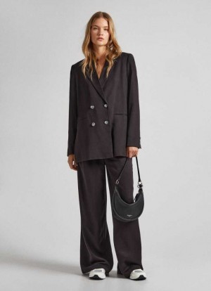 Pantalones Pepe Jeans Palazzo Tencel Trousers Mujer Negras | 357JWHDMX