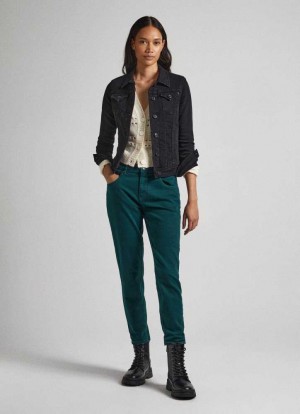 Pantalones Pepe Jeans Relaxed 5-pocket Denim Trousers Mujer Verde | 987ZGNXDO