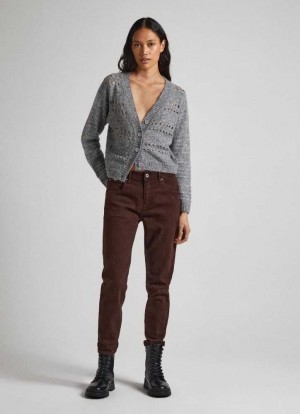 Pantalones Pepe Jeans Relaxed 5-pocket Denim Trousers Mujer Marrones | 821HGIQWT