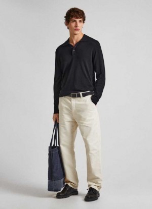Pantalones Pepe Jeans Relaxed Fit Algodon Trousers Hombre Blancas | 526CRNQSZ