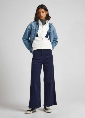 Pantalones Pepe Jeans Relaxed Fit Cropped Trousers Mujer Azules | 580CYZMAV