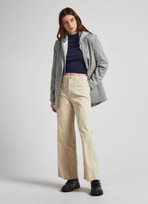 Pantalones Pepe Jeans Relaxed Fit Cropped Trousers Mujer Marrones Beige | 231OKGDAW