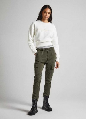 Pantalones Pepe Jeans Relaxed Fit Joggers Mujer Verde Oliva Verde | 164QZFIHU