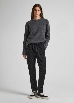 Pantalones Pepe Jeans Relaxed Fit Joggers Mujer Negras | 960NBSUOI