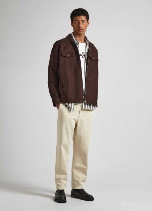 Pantalones Pepe Jeans Relaxed Harrow Chino Trousers Hombre Marrones Beige | 798BRUXWG