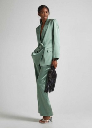 Pantalones Pepe Jeans Satin Palazzo Trousers Mujer Verde | 693RNWVLS