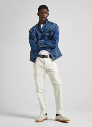 Pantalones Pepe Jeans Slim Fit Cargo Trousers Hombre Blancas | 785HWUIPK