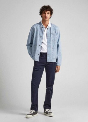 Pantalones Pepe Jeans Sloane Regular Chino Trousers Hombre Azules | 482AZCQGV
