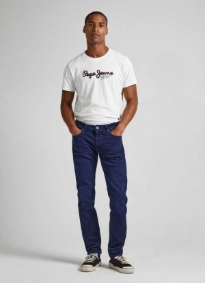 Pantalones Pepe Jeans Stanley Five-pocket Trousers Hombre Azules | 476RWYQXO
