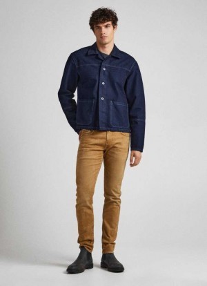 Pantalones Pepe Jeans Stanley Five-pocket Trousers Hombre Beige | 137JYSIUE