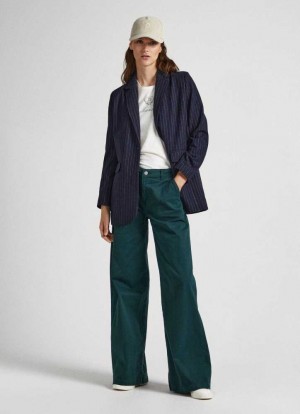 Pantalones Pepe Jeans Stretch Twill Palazzo Trousers Mujer Verde | 840VUCAHZ
