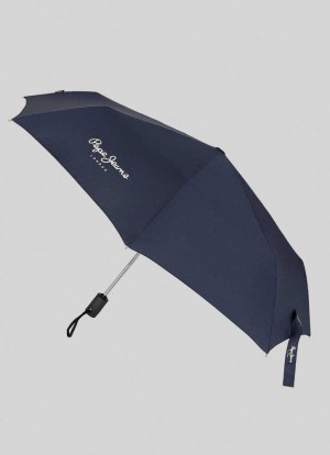 Paraguas Pepe Jeans Ned Folding Automático Umbrella Mujer Azul Marino | 049PCDWNT