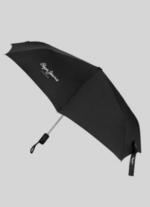 Paraguas Pepe Jeans Teo Folding Automático Umbrella Mujer Negras | 932WLIEMY