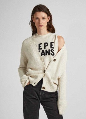 Prendas De Punto Pepe Jeans Button-front Cardigan Mujer Blancas | 826OWPBAM