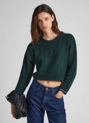 Prendas De Punto Pepe Jeans Cable Knit Jumper Mujer Verde | 798TBVQMO