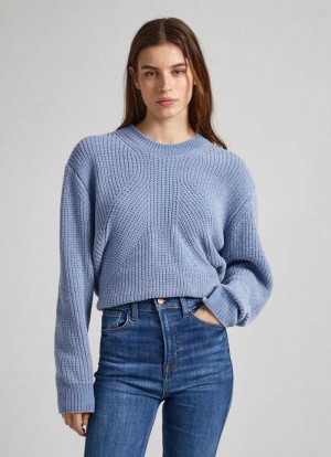 Prendas De Punto Pepe Jeans Chenille Crew Neck Knit Mujer Gris Azules | 089ZEKYXL