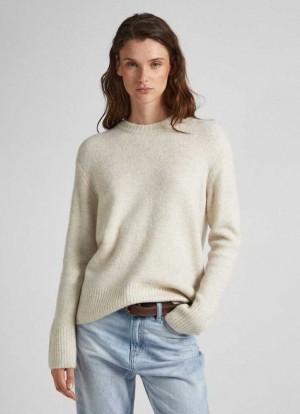 Prendas De Punto Pepe Jeans Crew Neck Knit Mujer Blancas | 987FMQIRH