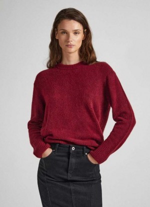 Prendas De Punto Pepe Jeans Crew Neck Knit Mujer Burdeos Rojas | 870FOJQMN