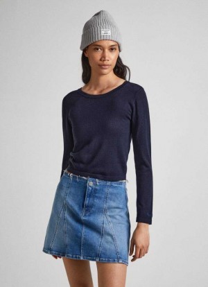 Prendas De Punto Pepe Jeans Cropped Fit Knit Top Mujer Azules | 417OUKGDZ