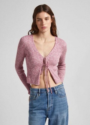 Prendas De Punto Pepe Jeans Heathered Melange Algodon Cardigan Mujer Rojas | 038LGURDO
