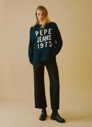 Prendas De Punto Pepe Jeans Logo Print Knit Mujer Azules | 534OVTWKC