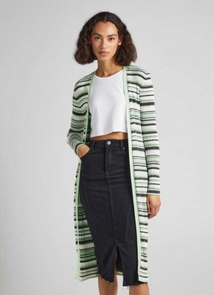Prendas De Punto Pepe Jeans Long Stripe-print Cardigan Mujer Multicolor | 062PLJHZO