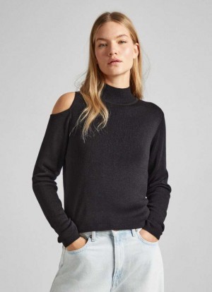 Prendas De Punto Pepe Jeans Open Shoulder Knit Mujer Negras | 371CDOAIQ