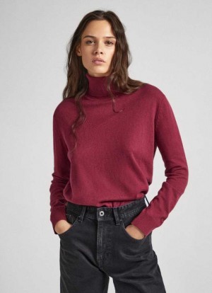 Prendas De Punto Pepe Jeans Openwork Detail Knit Mujer Burdeos Rojas | 503KWUFCO