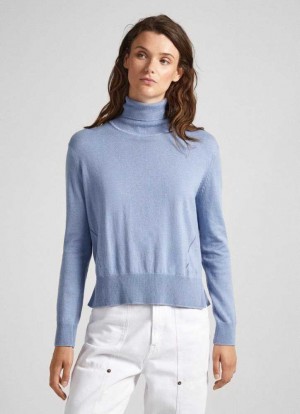 Prendas De Punto Pepe Jeans Openwork Detail Knit Mujer Gris Azules | 470MBNTGH