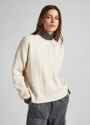Prendas De Punto Pepe Jeans Patchwork Knit Mujer Blancas | 103RVCPGT