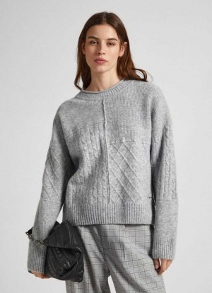 Prendas De Punto Pepe Jeans Patchwork Knit Mujer Gris | 037MUSVFQ