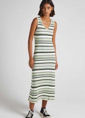 Prendas De Punto Pepe Jeans Stripe Print Vestido Mujer Multicolor | 436DVSRXG