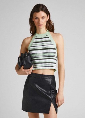 Prendas De Punto Pepe Jeans Stripe Print Halter Top Mujer Multicolor | 235QTBLOU