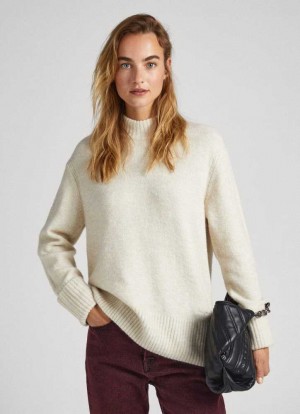 Prendas De Punto Pepe Jeans Turtleneck Jumper Mujer Blancas | 165DXAJEI