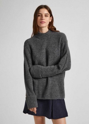 Prendas De Punto Pepe Jeans Turtleneck Jumper Mujer Gris Oscuro | 734ZBTXMA