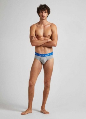 Ropa Interior Pepe Jeans 2pack Stretchy Algodon Briefs Hombre Gris | 370LXFINO