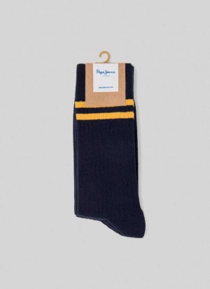 Ropa Interior Pepe Jeans 3-pack Acanalado Socks Hombre Azul Marino | 372RQWBYE
