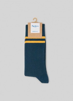 Ropa Interior Pepe Jeans 3-pack Acanalado Socks Hombre Verde | 746KEBMHV
