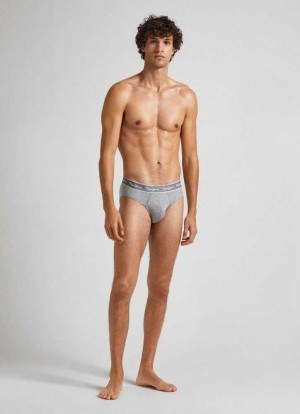 Ropa Interior Pepe Jeans 3pack Elastic Algodon Briefs Hombre Gris | 846YJKVGA