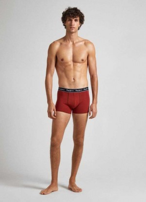 Ropa Interior Pepe Jeans 3-pack Mixed Boxers Hombre Burdeos Rojas | 527RWNEDP