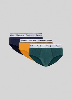 Ropa Interior Pepe Jeans 3-pack Solid Colour Briefs Hombre Amarillo | 048GYZNFE