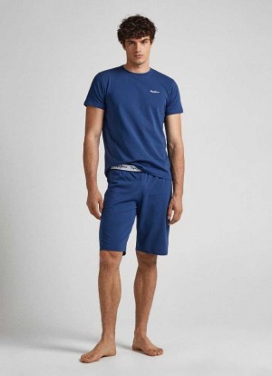 Ropa Interior Pepe Jeans Algodon Pyjama Shorts Hombre Azul Marino | 615VZXGDB