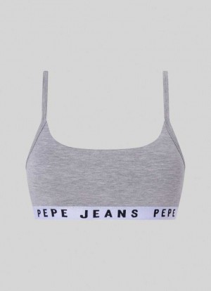Ropa Interior Pepe Jeans Algodon Sports Bra Mujer Gris | 620JUPANC