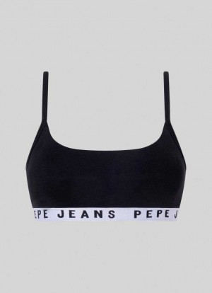 Ropa Interior Pepe Jeans Algodon Sports Bra Mujer Negras | 462ZASJLU