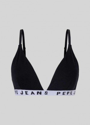 Ropa Interior Pepe Jeans Algodon Triangular Bra Mujer Negras | 587KBQTOZ