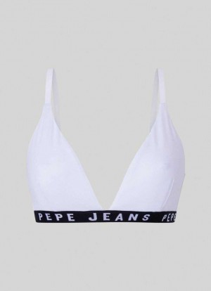Ropa Interior Pepe Jeans Algodon Triangular Bra Mujer Blancas | 406NCSODX