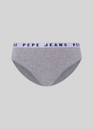 Ropa Interior Pepe Jeans Classic Panty With Printed Logo Mujer Gris | 562IOBZLP